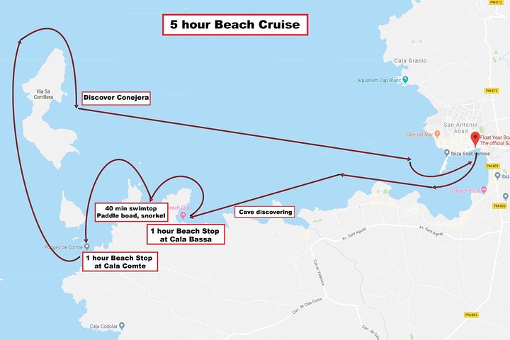 Ibiza strandhopcruise met paddleboards, drankjes en eten 6 uur