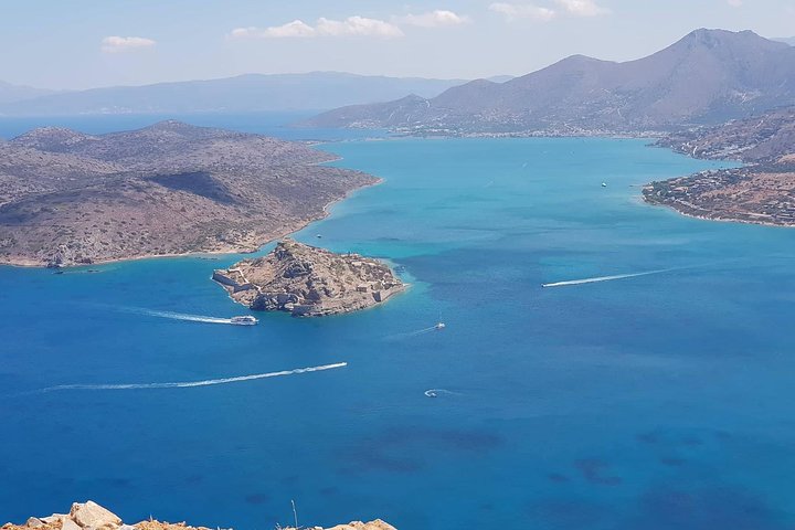 Isola Spinalonga, grotta di Milatos, motoscafo privato, olio d'olivaDegustazione