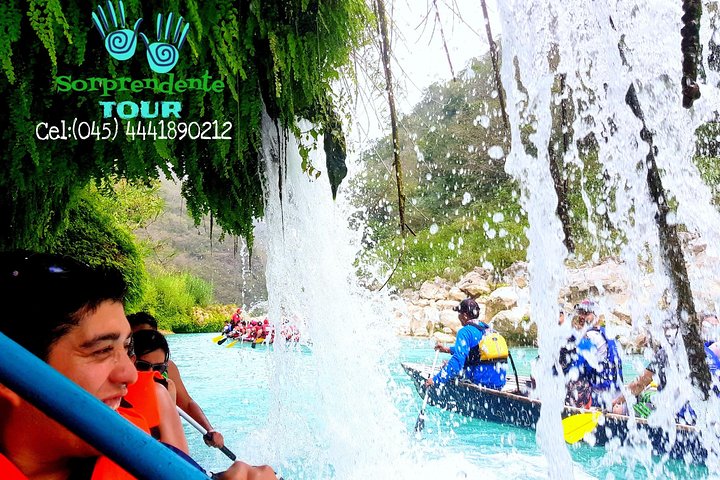 Show das Andorinhas, Cachoeira Tamul de canoa e Cenote Cueva del Agua
