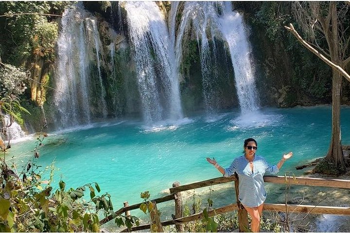 Cascadas el Chiflon (Bridal Veil) och Montebello Lakes från Tuxtla Gutierrez