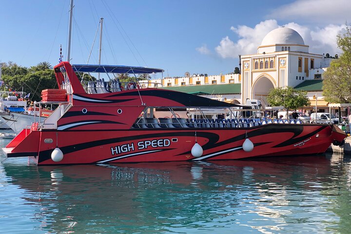 Rask båt til Symi med svømmestopp ved St George's Bay! (Bare 1 times reise)