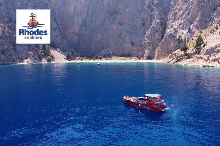 Rask båt til Symi med svømmestopp ved St George's Bay! (Bare 1 times reise)