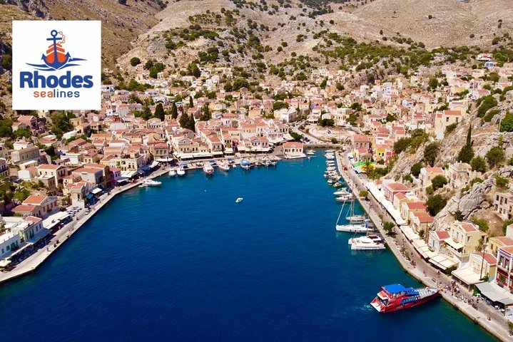 Rask båt til Symi med svømmestopp ved St George's Bay! (Bare 1 times reise)