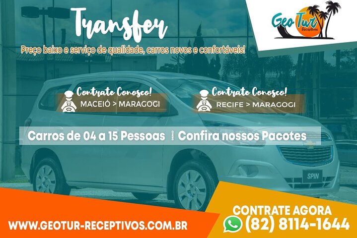 Transfert privé de Maragogi à Recife du 01 au 06 Pax par Geo Tur Receptives