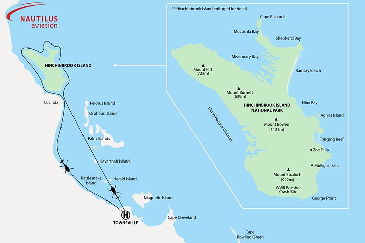 Vol panoramique en hélicoptère de l'île Hinchinbrook de 90 minutes