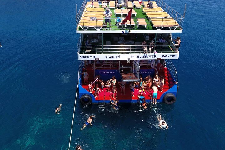Crociera semi sottomarina con fondo di vetro di un'intera giornata a Marmaris