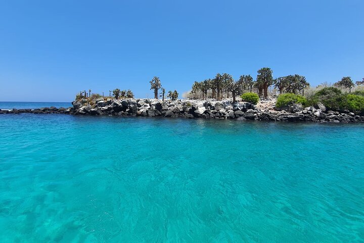 Dagstur til Santa Fe Island og Hidden Beach med snorkling og fiskeri