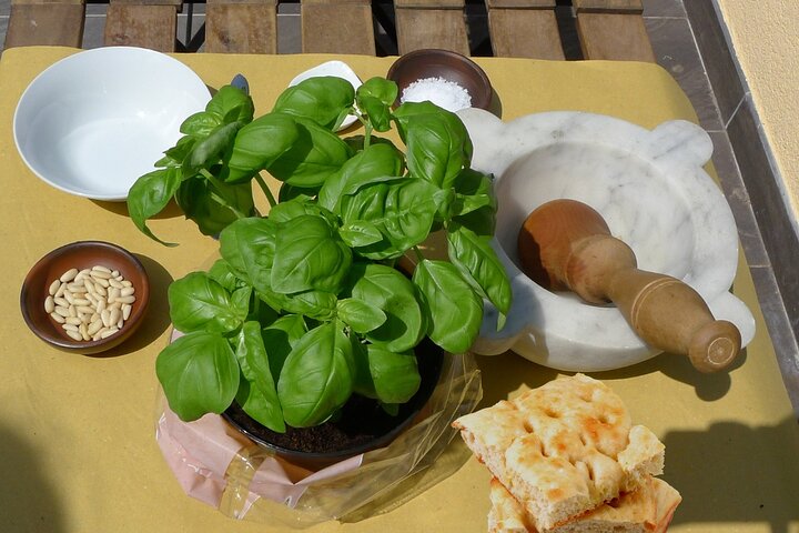 Cinque Terre: Autentisk Pesto matlagingsklasse og vin i Manarola