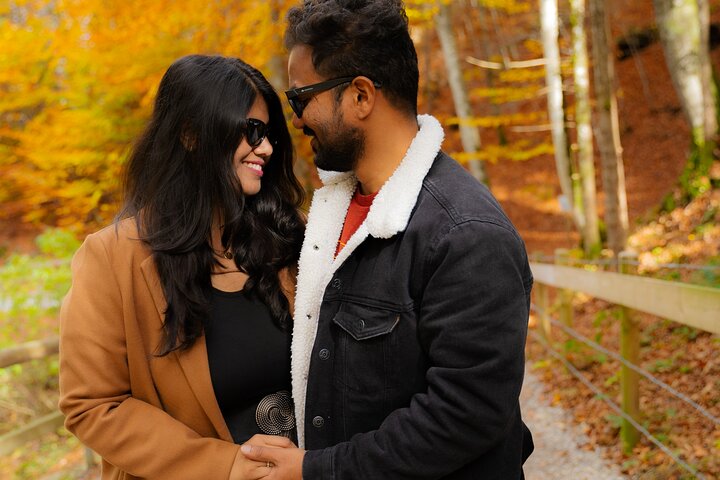 Sesión de fotos de pareja, boda y retratos en el Castillo de Neuschwanstein