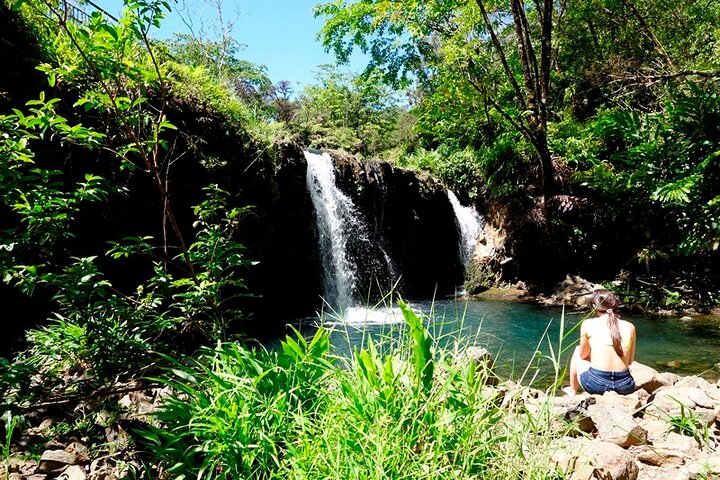 Route vers la forêt tropicale de Hana, la plage de sable noir, les cascades et le déjeuner
