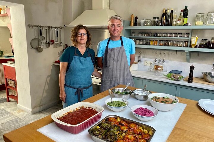 Clase de cocina, cocina tradicional griega, en una isla griega.