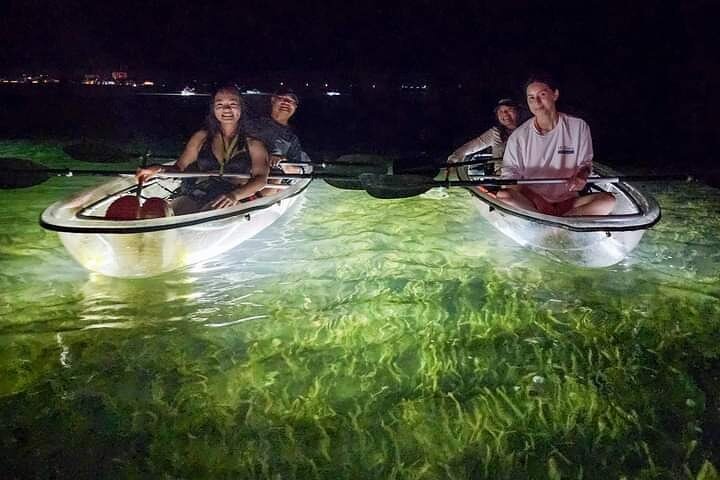 Siesta Key, FL - Clear Kayak LED Nachtglas Onderkant Tour