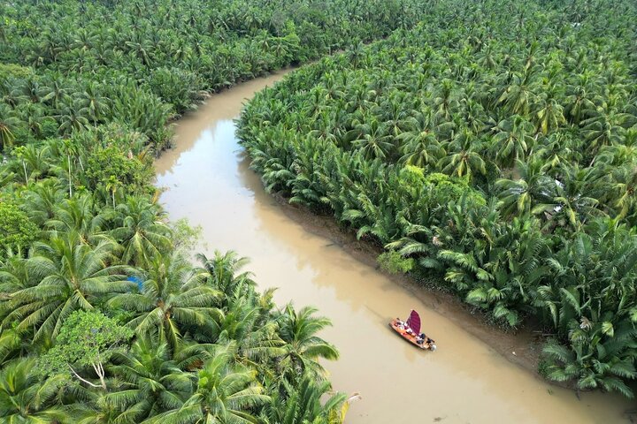 Ben Tre Mekong Zig Zag: Skoter, segelbåt och mat (hel dag)