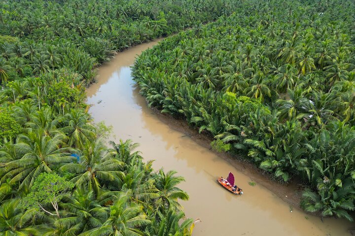 Mekong River Relaxing Crociera in barca a vela ai canali del cocco (1.5HRS)