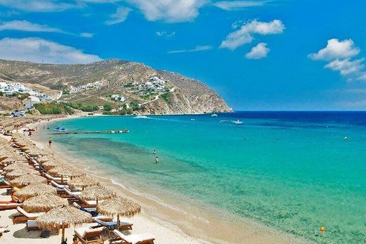 For cruiseskip: Strandflukt og fritid i Mykonos by