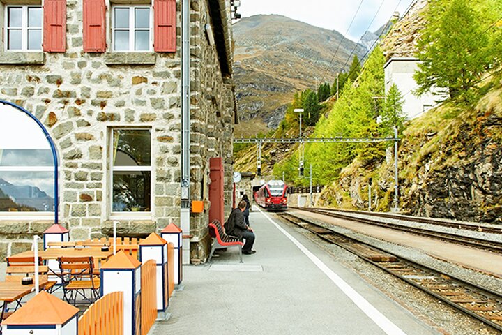 St Moritz & Swiss Alps Day Trip with Bernina Red Train from Milan