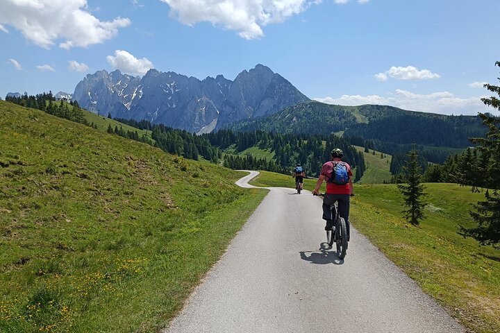 Passeio guiado de e-bike pelas pastagens alpinas em Salzkammergut