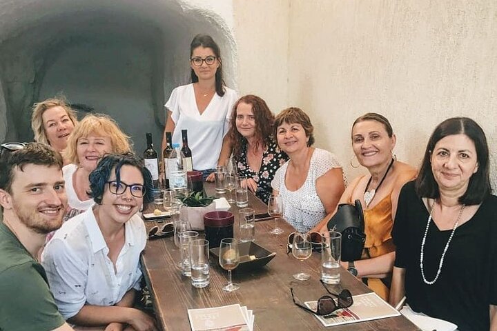 Excursão gastronômica e vinícola na fazenda familiar de Santorini com aula de culinária