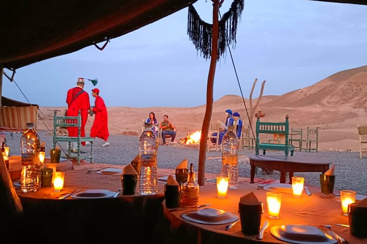 Agafay Desert Dinner Show with Quad Bike and Sunset Camel Ride