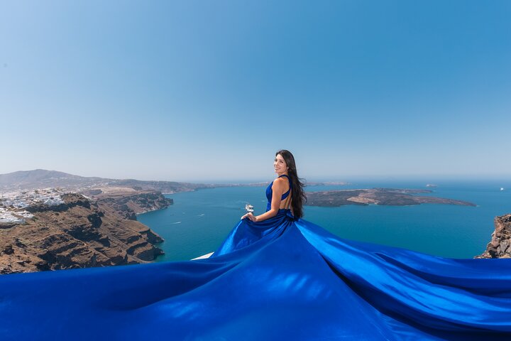 Eksklusiv Santorini Flying Dress Photoshoot med Pickup