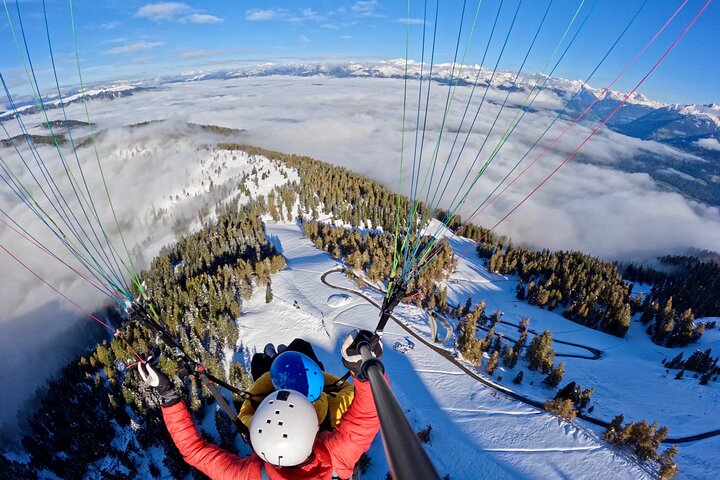 Privat paragliding tandemflyg Dolomiterna Alperna Kronplatz