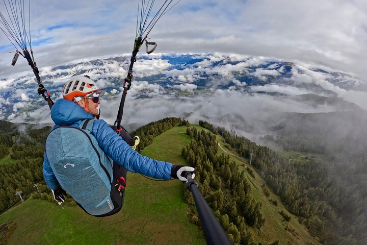 Privat paragliding tandemflyg Dolomiterna Alperna Kronplatz