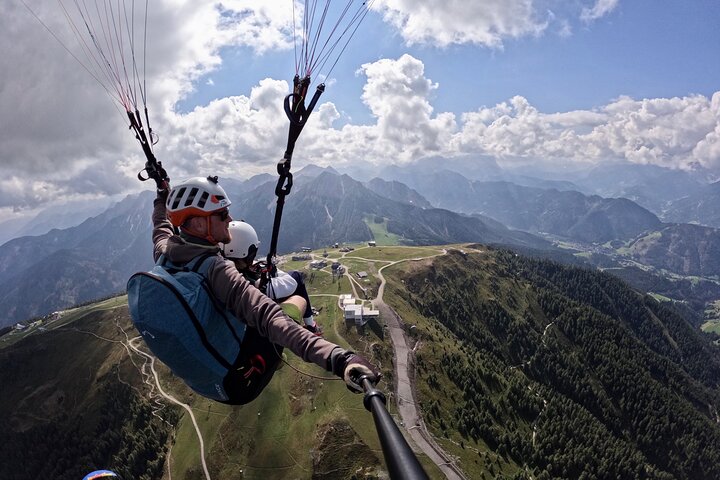 Privat paragliding tandemflyg Dolomiterna Alperna Kronplatz