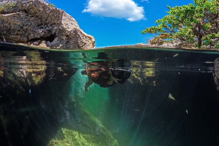 Tulum begeleide tour, magische Cenote, lagune snorkelen en lunch aan het strand