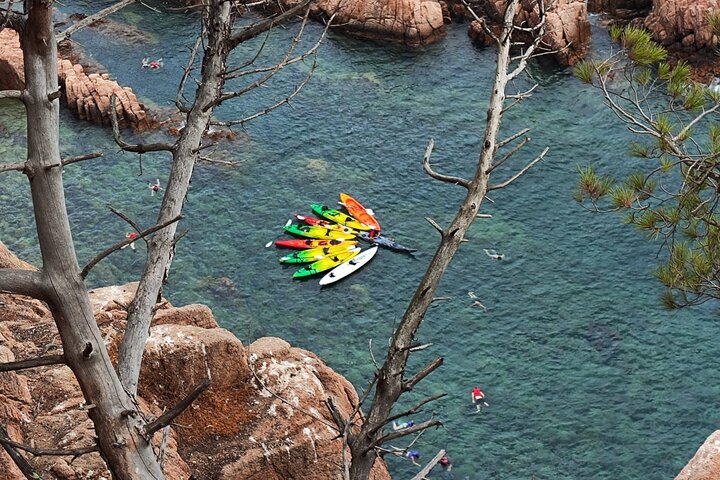 Kajak- und Schnorcheltour an der Costa Brava. Sant Feliu de Guíxols
