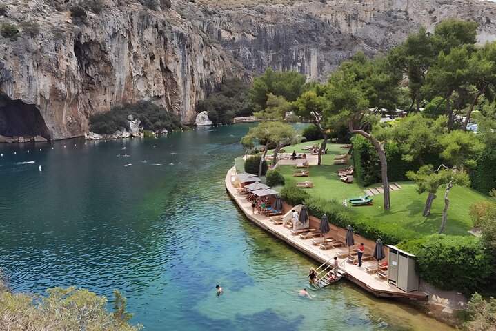 Lake Vouliagmeni Thermal Spa und Tempel von Poseidon Tour