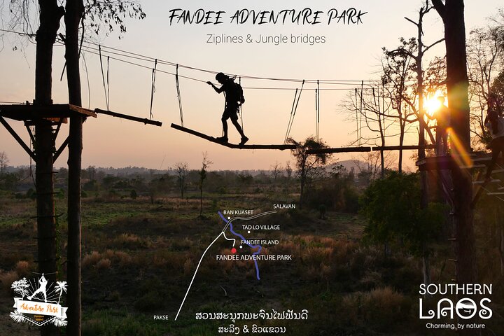 Fandee Treetop Adventure Park – Seilrutschen und Seilbrücken in Tad Lo