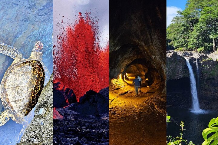 Excursão de um dia pelos vulcões, cachoeiras, praias e destaques de Hilo