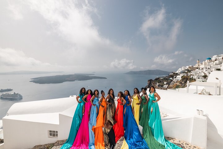 Eksklusiv Santorini Flying Dress Photoshoot med Pickup