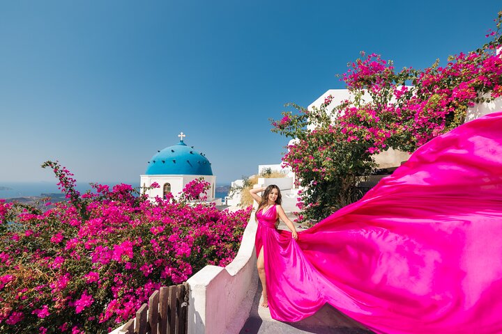 Eksklusiv Santorini Flying Dress Photoshoot med Pickup