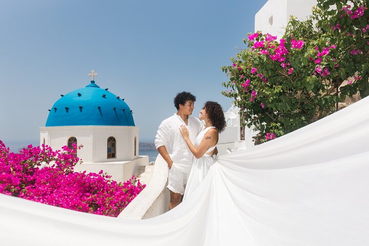 Eksklusiv Santorini Flying Dress Photoshoot med Pickup