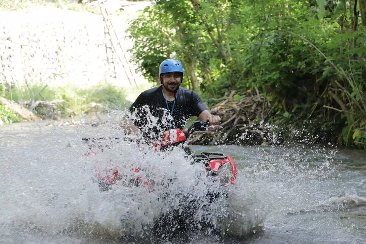 Bali ATV Fahrt Ubud Wasserfall, Reisfeld, Fluss, KingKong-Tempel Höhle