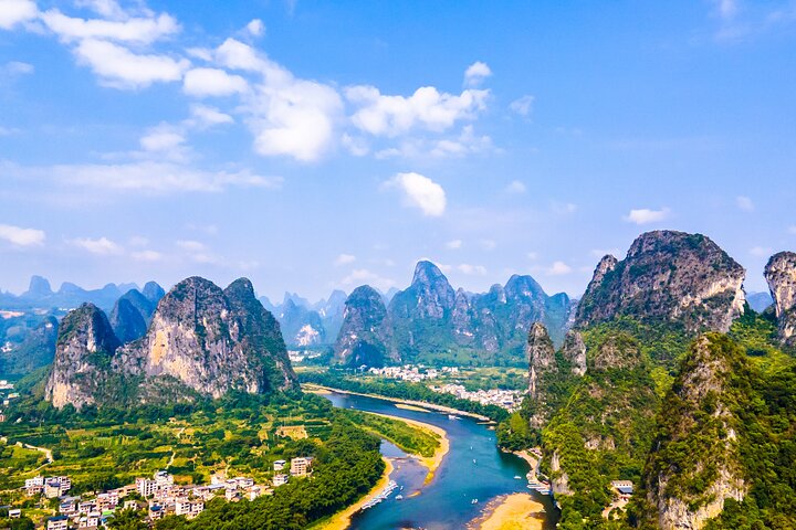 Yangshuo Ruyi Peak kabelbaan en Li River volledige dag cruise tour