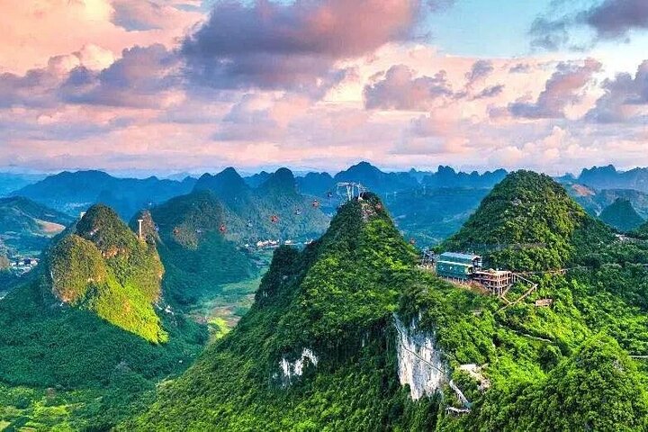 Yangshuo Ruyi Peak kabelbaan en Li River volledige dag cruise tour