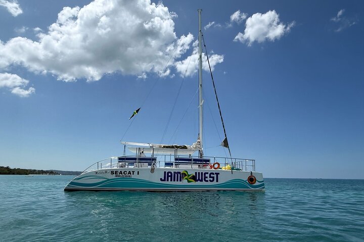 Negril : MAÑANA Catamarán Crucero Cuevas Natación Esnórquel en Arrecifes