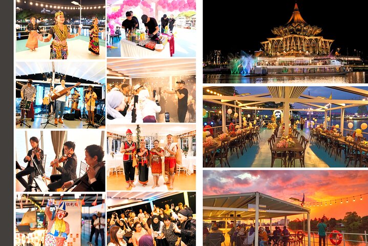 Crucero nocturno por la ciudad de Kuching con espectáculo tradicional y tour de bebidas
