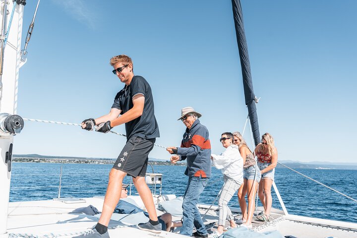 Vela de lujo - Tallados rupestres maoríes - Taupo Sailing Adventures