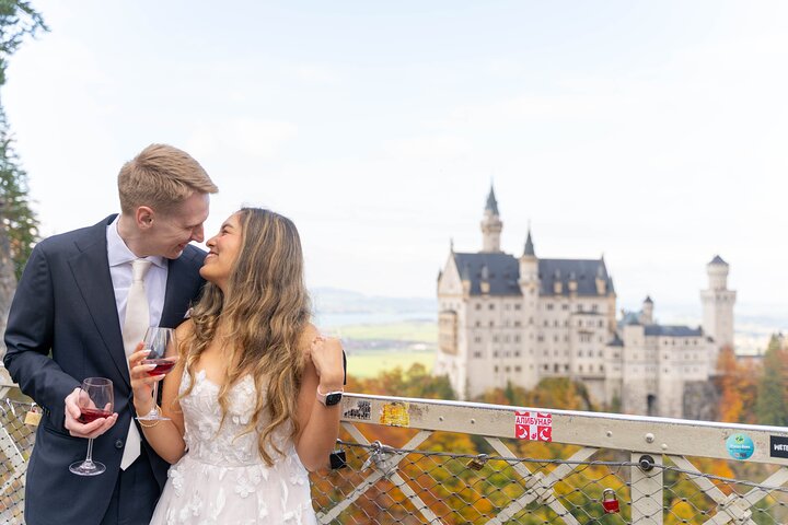 Sesión de fotos de pareja, boda y retratos en el Castillo de Neuschwanstein
