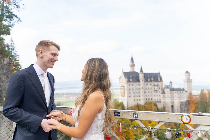 Sesión de fotos de pareja, boda y retratos en el Castillo de Neuschwanstein