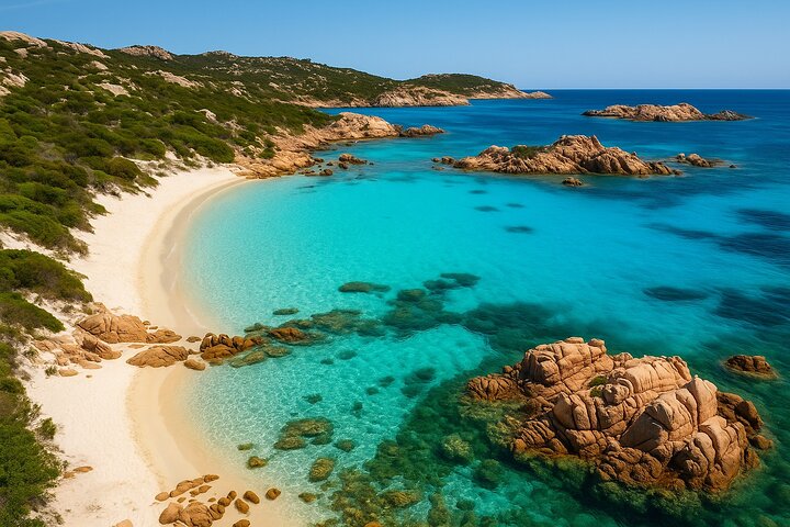 Olbia: Båttur til Maddalena-øygruppen + transport inkludert