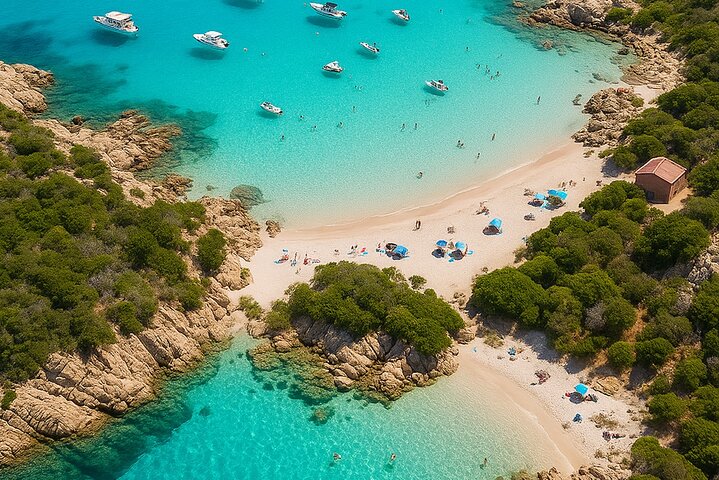 Olbia: Båttur til Maddalena-øygruppen + transport inkludert