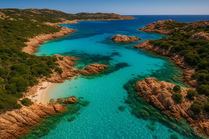 Olbia: Båttur til Maddalena-øygruppen + transport inkludert