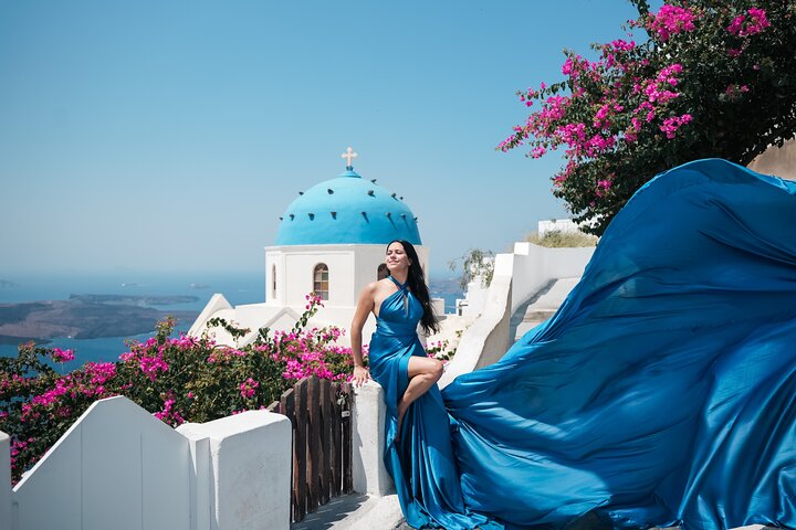 Eksklusiv Santorini Flying Dress Photoshoot med Pickup