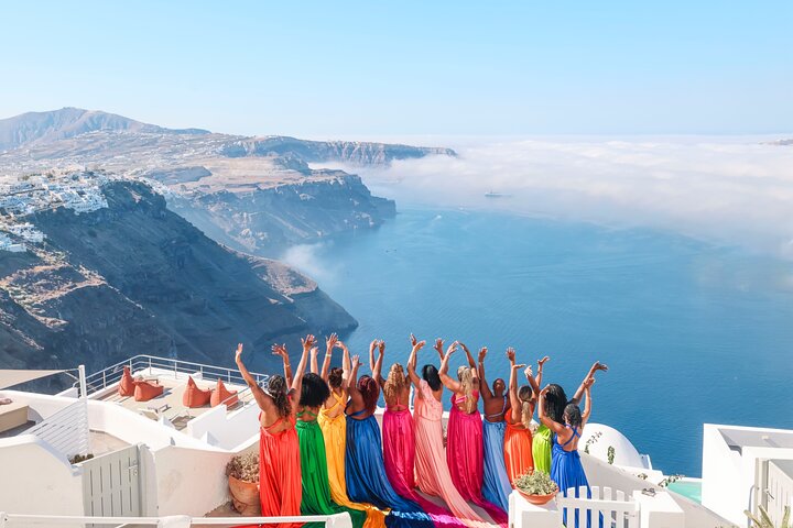 Eksklusiv Santorini Flying Dress Photoshoot med Pickup