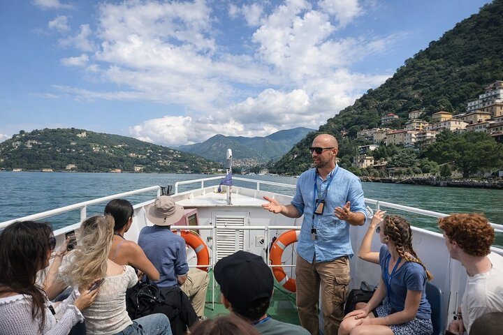 Lago Como & Lugano para grupos pequeños : 2 países en 1 día, Crucero en barco