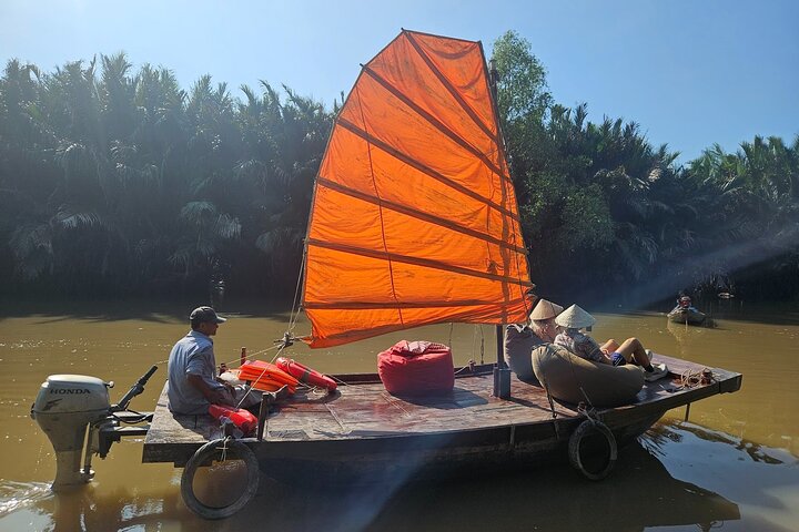 Ben Tre Mekong Zig Zag: Skoter, segelbåt och mat (hel dag)